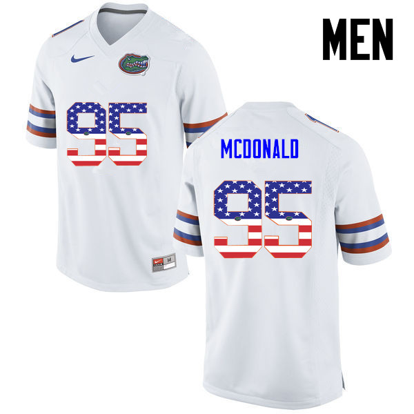 Men Florida Gators #95 Ray McDonald College Football USA Flag Fashion Jerseys-White